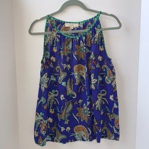 LOFT Blue Paisley Print Top